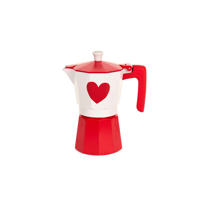 caffettiera cuore rosso 6 tazze