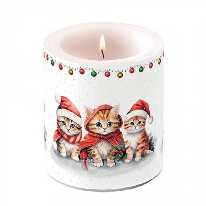 Candela gatti natale H10 cm